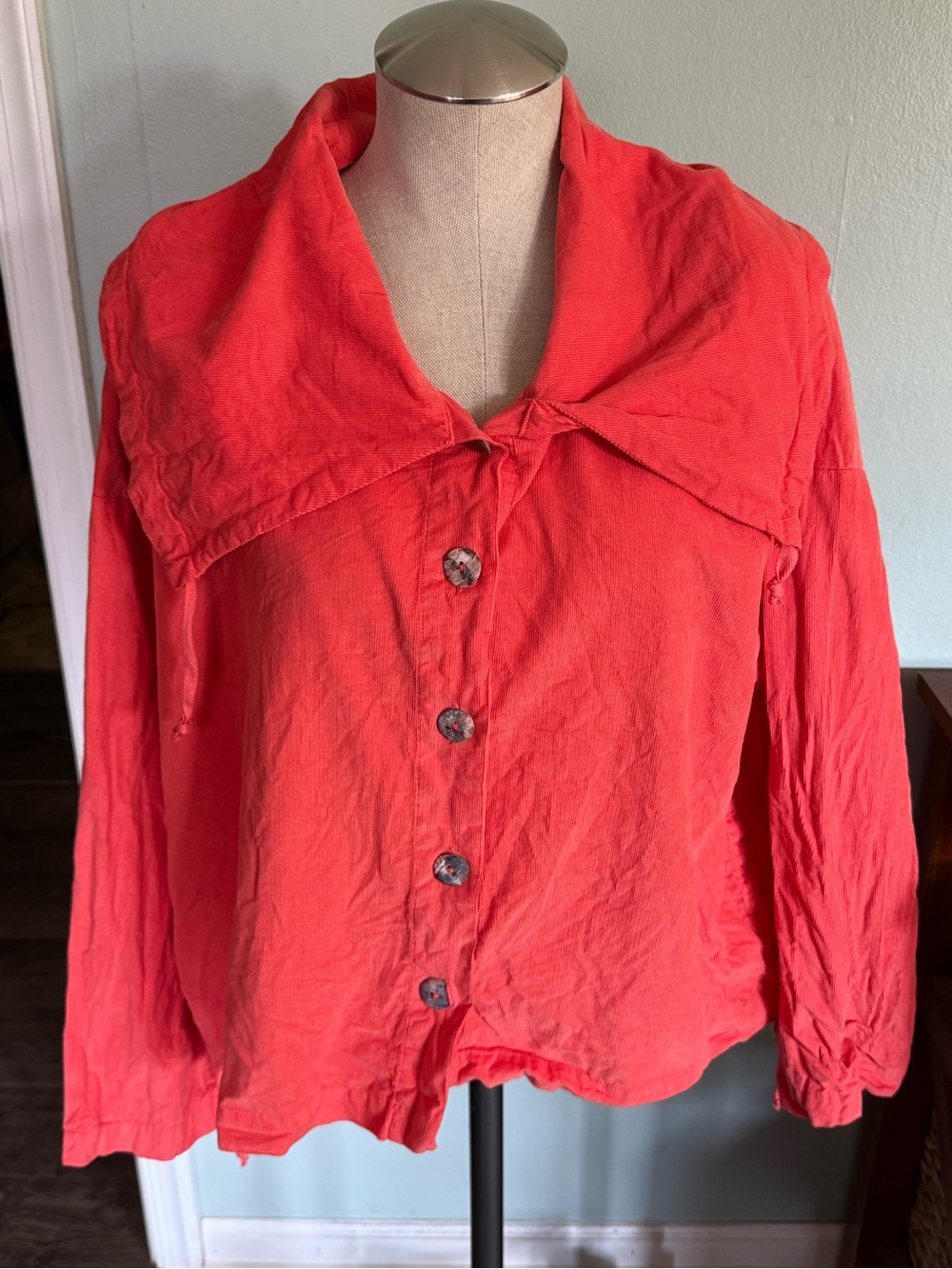 Bryn Walker Women’s Orange Corduroy Greta Cotton Jacket Top Size Medium